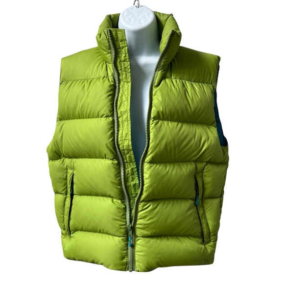 MEC Puffer Vest Sz S Green Blue 85% Down Insulated 2 Front Pockets 1 Inner - Picture 2 of 5